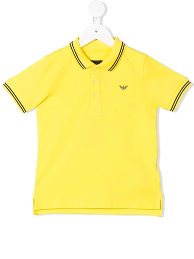 Emporio Armani Kids' Logo Polo Shirt In Yellow