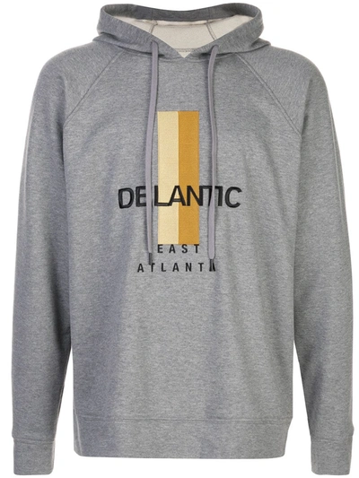 Delantic Logo Print Hoodie In Grey