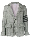 THOM BROWNE PRINCE OF WALES CHECK FRAYED JACKET