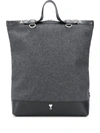 AMI ALEXANDRE MATTIUSSI LEATHER-TRIMMED TOTE BACKPACK