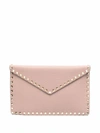 Valentino Rockstud Leather Clutch In Pink