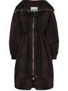 GANNI CHECK-PATTERN ZIP-UP PARKA COAT