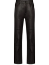 GANNI STITCH-DETAIL LEATHER TROUSERS
