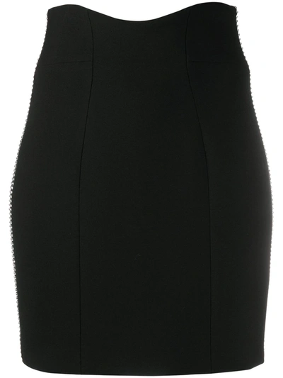 Philipp Plein Crystal-stripe Trim Pencil Skirt In Black
