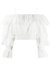 ALICE AND OLIVIA MANDARA RUFFLE CROP TOP