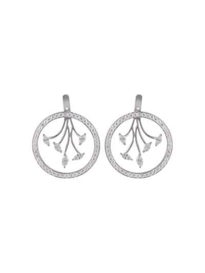 Ananya 18kt White Gold Mogra Marquise Diamond Hoops In Silver