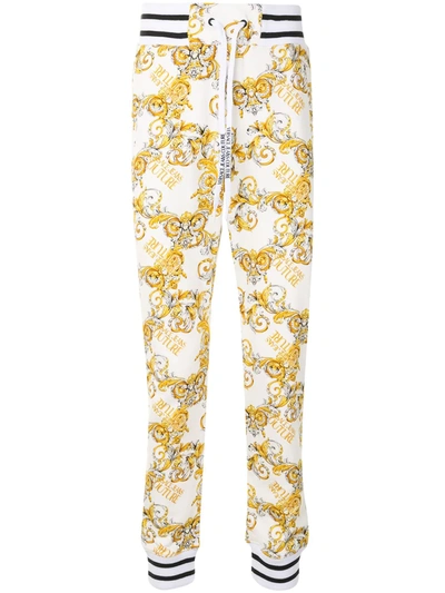 Versace Jeans Couture Logo Baroque-print Track Pants In White