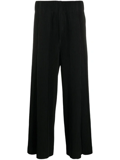 Issey Miyake Pleated Wide Leg Trousers In Black