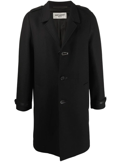 Saint Laurent Men's Manteau Demi Raglan Coat In Black