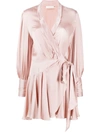 Zimmermann Silk-satin Wrap Mini Dress In Pink