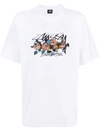 STUSSY FLORAL LOGO PRINT T-SHIRT