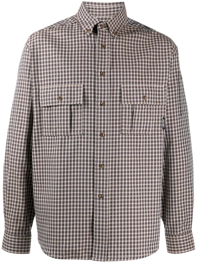 Paccbet Plaid-check Shirt With Chest Patch Pockets In Schwarz