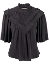 ISABEL MARANT ÉTOILE RUFFLE DETAIL T-SHIRT WITH BRODERIE ANGLAISE