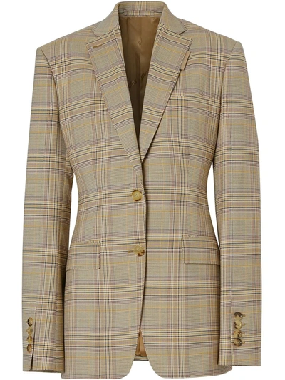 Burberry Check Oversized Tailored Jacket In Brown,red,beige