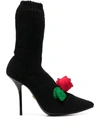 DOLCE & GABBANA KNITTED STYLE ROSE CALF BOOTS