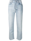 RE/DONE RAW HEM CROPPED JEANS