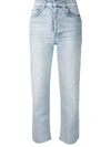 Re/done Stove Pipe High-rise Straight-leg Jeans In Blue
