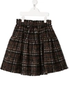 Dolce & Gabbana Check Flared Skirt In Brown