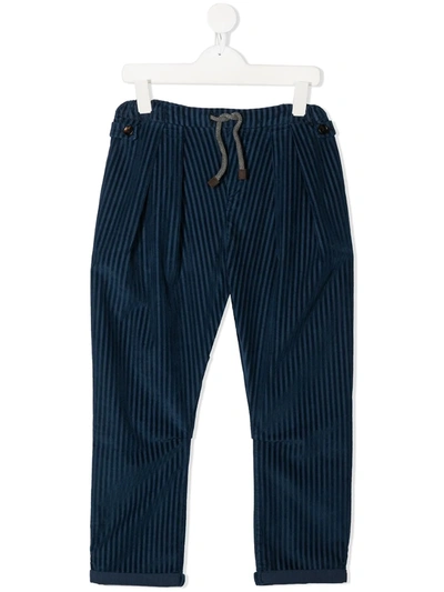 Brunello Cucinelli Kids' Striped Trousers In Blue