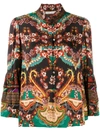 Alice And Olivia Liberty Fluted Printed Crepe De Chine Blouse In Multicolor