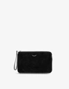 ZADIG & VOLTAIRE UMA STUD-EMBELLISHED SUEDE CLUTCH BAG,R00119197