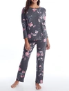Flora Nikrooz Kathy Floral Knit Pajama Set In Black