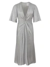 Galvan Stella Metallic Knotted Dress In Silver