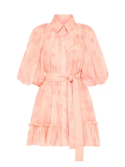 Aje Floral Embroidered Mini Shirt Dress In Apricot Broderie