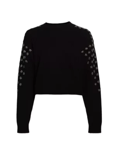 The Kooples Star Print Wool-cashmere Sweater In Black