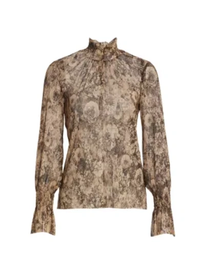 L Agence Paola Blouse In Taupe Black