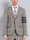 THOM BROWNE THOM BROWNE BLACK AND WHITE OVERSIZED CHECK WOOL HUNTING TWEED FRAYED UNCONSTRUCTED CLASSIC JACKET,MJU490T0602415029882