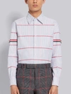 THOM BROWNE THOM BROWNE MULTI-COLOR CHECK COTTON OXFORD GROSGRAIN ARMBAND STRAIGHT FIT LONG SLEEVE SHIRT,MWL301A0683715029922