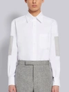 THOM BROWNE THOM BROWNE WHITE COTTON OXFORD ELBOW PATCH STRAIGHT FIT LONG SLEEVE SHIRT,MWL312A0617715029923