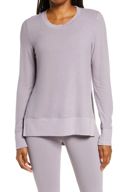 Alo Yoga 'glimpse' Long Sleeve Top In Lavender Smoke