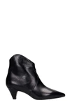 ANNA F LOW HEELS ANKLE BOOTS IN BLACK LEATHER,11564598