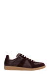 MAISON MARGIELA REPLICA SNEAKERS IN BORDEAUX SUEDE AND LEATHER,11564542