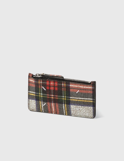 Maison Margiela Check Print Leather Card Holder In Multicolor