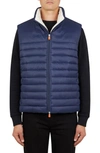 Save The Duck Fleece Lined Puffer Vest In Navy Blue