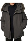 ANDREW MARC DAYTONA FAUX FUR TRIM HOODED DOWN SNORKEL JACKET,AM0AD323