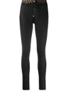 Philipp Plein Leopard-trimmed Skinny Jeans In Black