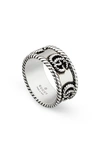 Gucci Ring In Aged Sterling Silver With Double G Detail In Silver
