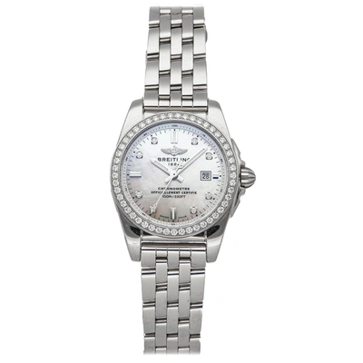 Pre-owned Breitling Mop Diamonds Stainless Steel Galactic D A7234853/a785 Women's Wristwatch 29 Mm In White