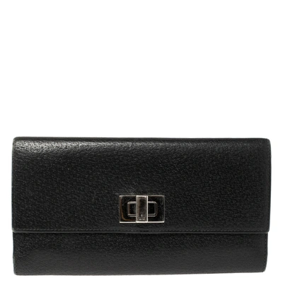 Pre-owned Gucci Black Leather Continental Wallet
