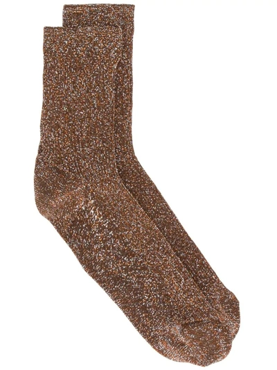 Missoni Lurex Socks In Brown