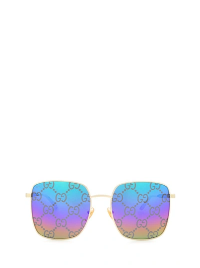 Gucci Eyewear Oversize Square Frame Sunglasses In Gold