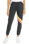 Aviator Nation Chevron 5 Stripe Sweatpants In Charcoal/neon