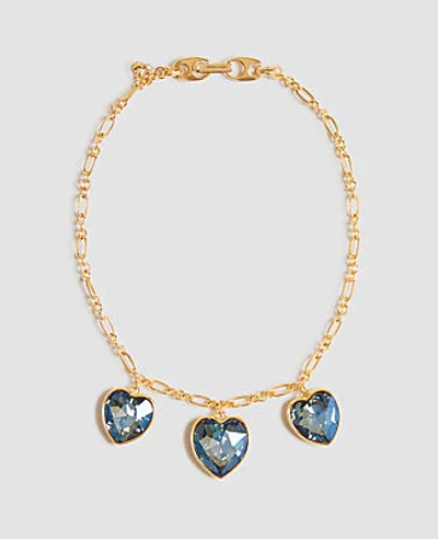 Ann Taylor Crystal Heart Statement Necklace In Stillwater Blue