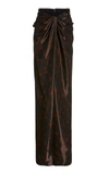 BRANDON MAXWELL WOMEN'S LIQUID TORTOISESHELL WRAP-EFFECT MAXI SKIRT