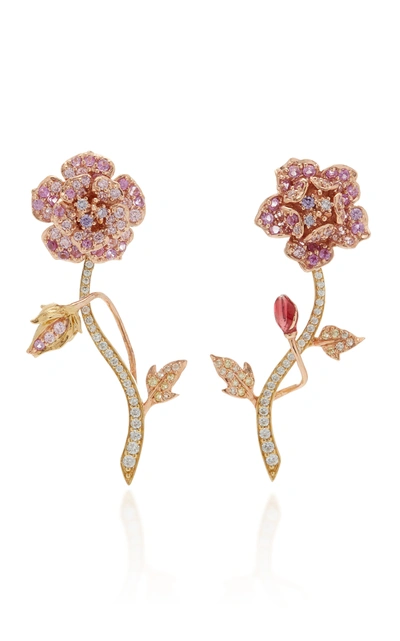Anabela Chan Geranium 18k Gold Vermeil Diamond Sapphire Earrings In Multi