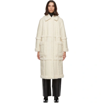 Stand Studio Off-white Faux-leather & Faux-shearling Patrice Long Coat In White